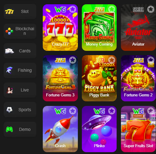 Main screen of Planbet game page for PK players - 4